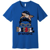 Baseball Grandma Messy Bun Leopard Baseball Grandma Gift Premium T-Shirt