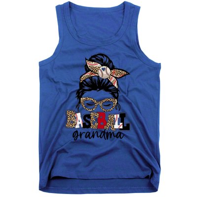 Baseball Grandma Messy Bun Leopard Baseball Grandma Gift Tank Top