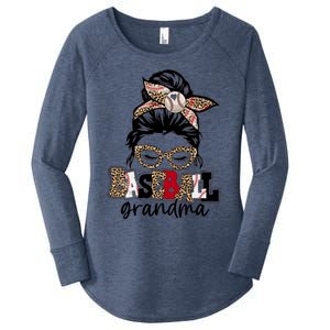 Baseball Grandma Messy Bun Leopard Baseball Grandma Gift Women's Perfect Tri Tunic Long Sleeve Shirt