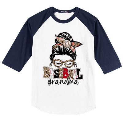 Baseball Grandma Messy Bun Leopard Baseball Grandma Gift Baseball Sleeve Shirt