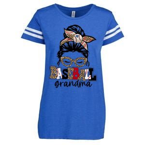 Baseball Grandma Messy Bun Leopard Baseball Grandma Gift Enza Ladies Jersey Football T-Shirt