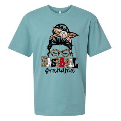 Baseball Grandma Messy Bun Leopard Baseball Grandma Gift Sueded Cloud Jersey T-Shirt