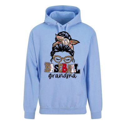 Baseball Grandma Messy Bun Leopard Baseball Grandma Gift Unisex Surf Hoodie