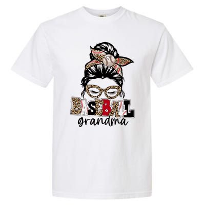 Baseball Grandma Messy Bun Leopard Baseball Grandma Gift Garment-Dyed Heavyweight T-Shirt