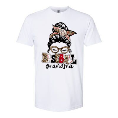 Baseball Grandma Messy Bun Leopard Baseball Grandma Gift Softstyle CVC T-Shirt