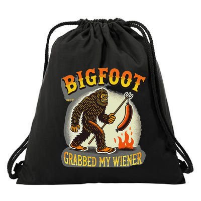 Bigfoot Grabbed My Weiner Bigfoot Grabbed My Wiener Big Foot Drawstring Bag