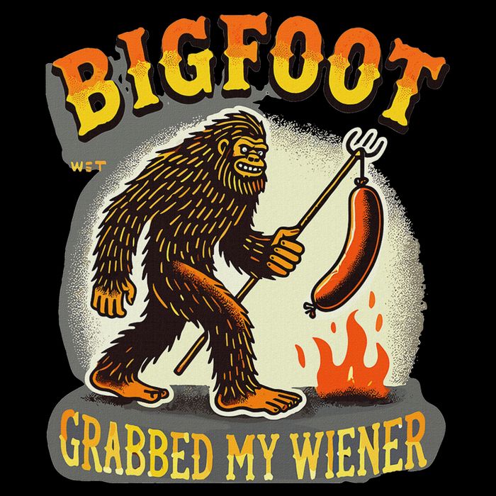 Bigfoot Grabbed My Weiner Bigfoot Grabbed My Wiener Big Foot Drawstring Bag