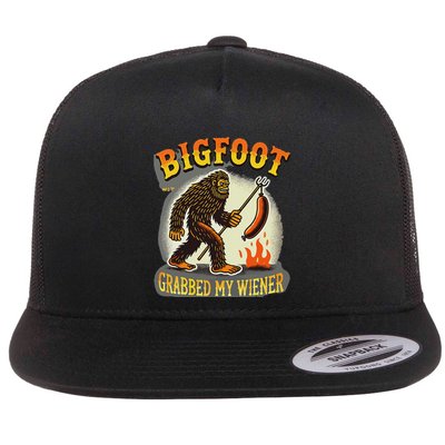 Bigfoot Grabbed My Weiner Bigfoot Grabbed My Wiener Big Foot Flat Bill Trucker Hat