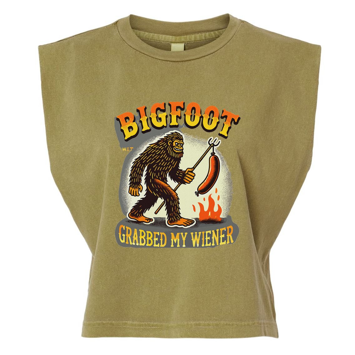 Bigfoot Grabbed My Weiner Bigfoot Grabbed My Wiener Big Foot Garment-Dyed Women's Muscle Tee
