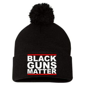 Black Guns Matter Gift For Gun Owner Pom Pom 12in Knit Beanie