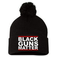 Black Guns Matter Gift For Gun Owner Pom Pom 12in Knit Beanie