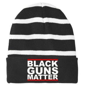 Black Guns Matter Gift For Gun Owner Striped Beanie with Solid Band