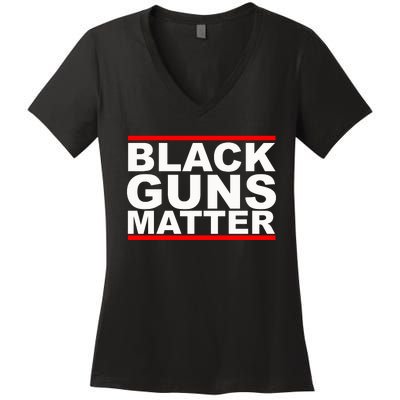 Black Guns Matter Gift For Gun Owner Women's V-Neck T-Shirt