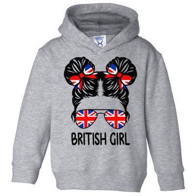 British Girl Messy Hair United Kingdom Pride Toddler Hoodie