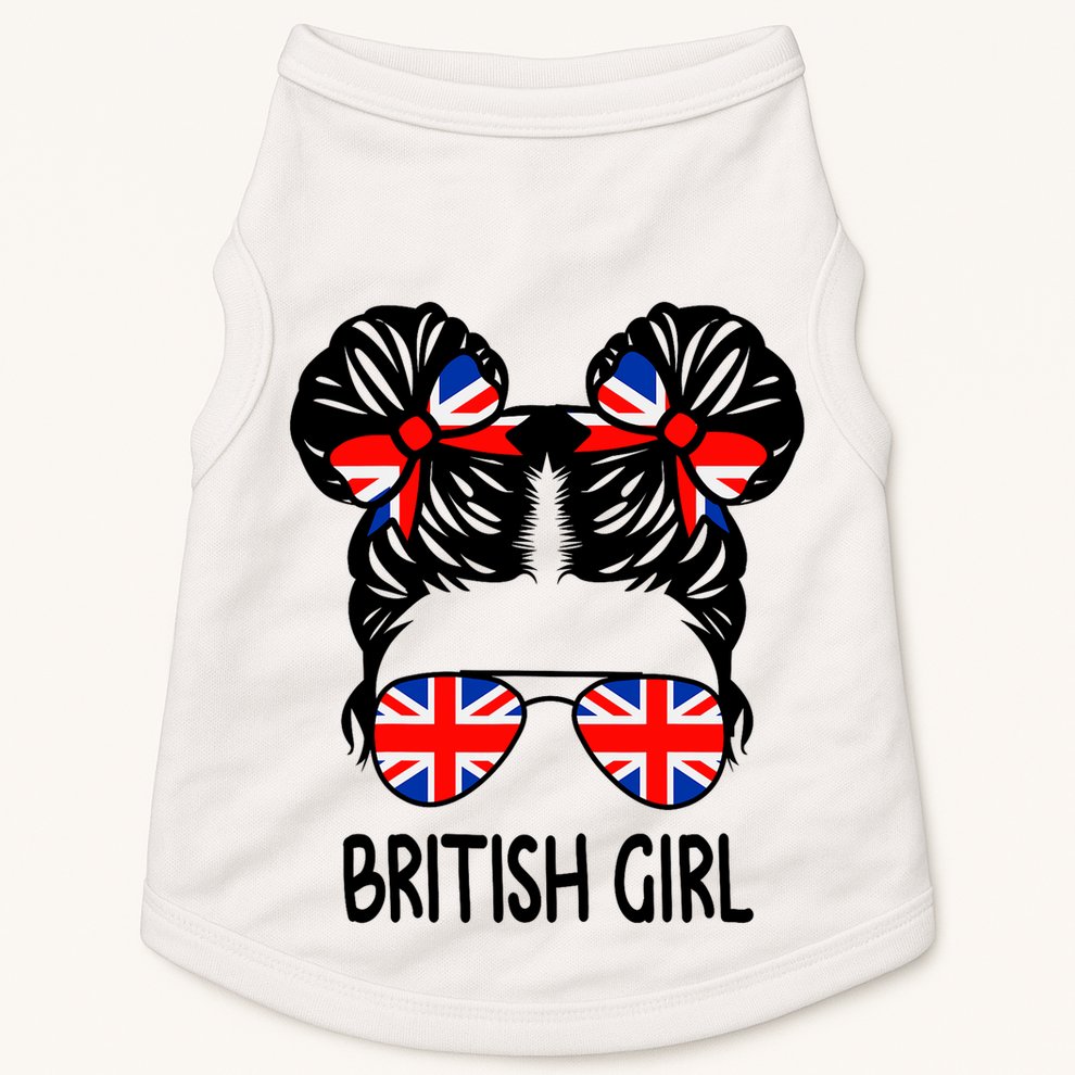 British Girl Messy Hair United Kingdom Pride Doggie Tank