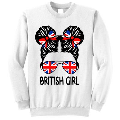 British Girl Messy Hair United Kingdom Pride Sweatshirt