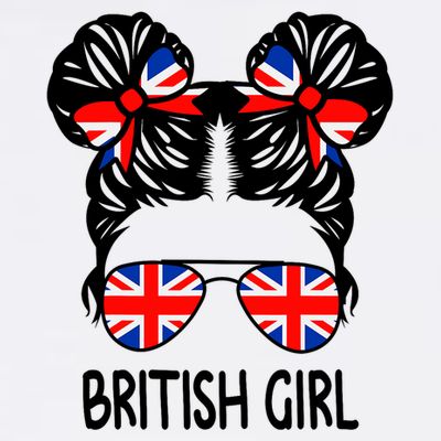 British Girl Messy Hair United Kingdom Pride T-Shirt