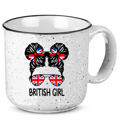 British Girl Messy Hair United Kingdom Pride 15oz Campfire Ceramic Mug