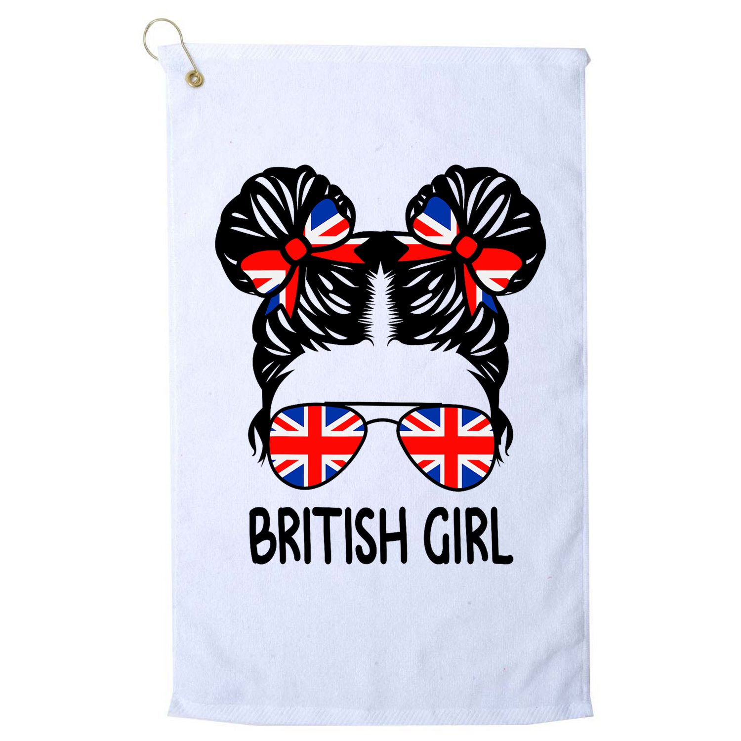 British Girl Messy Hair United Kingdom Pride Golf Towel