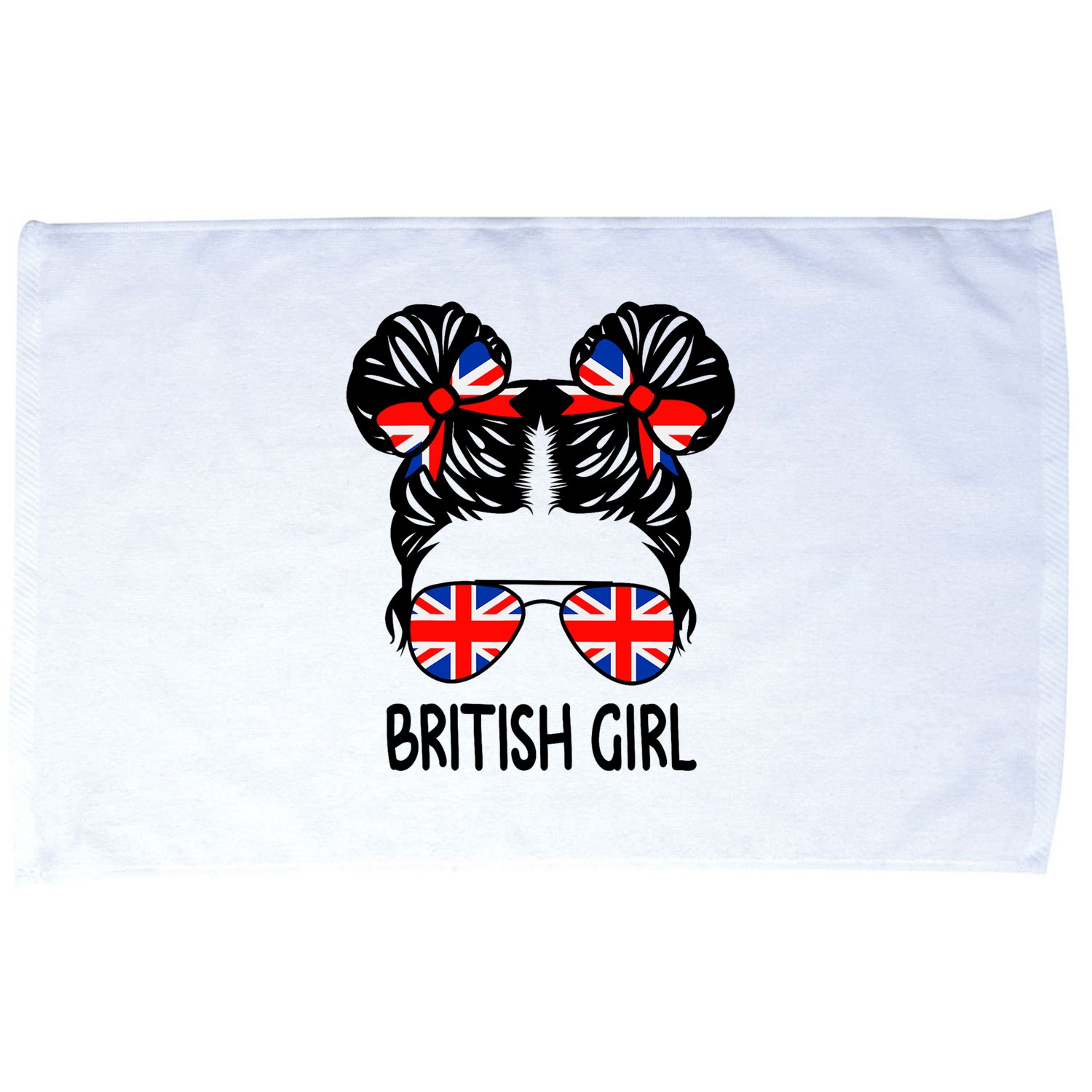 British Girl Messy Hair United Kingdom Pride Microfiber Hand Towel