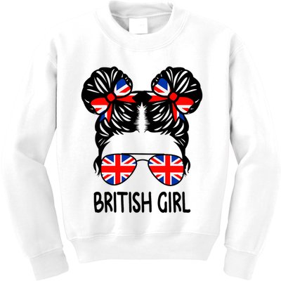 British Girl Messy Hair United Kingdom Pride Kids Sweatshirt