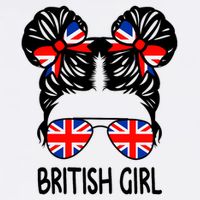 British Girl Messy Hair United Kingdom Pride Kids T-Shirt