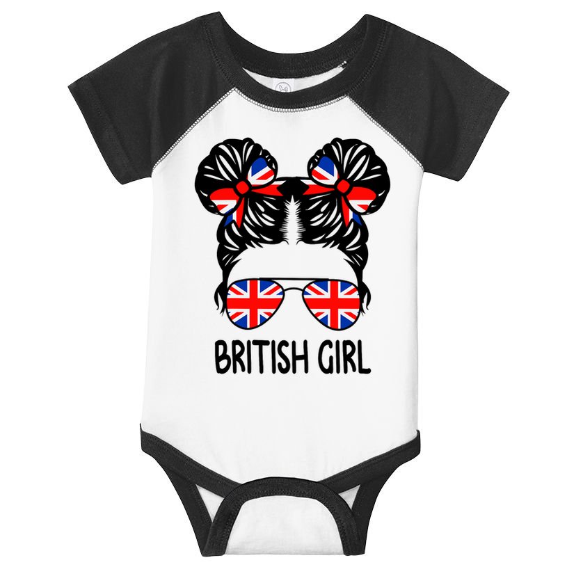 British Girl Messy Hair United Kingdom Pride Infant Baby Jersey Bodysuit