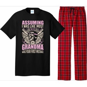 Biker Gear Motorcycle Funny Gift Grandma Assuming I'm Like Most Gift Pajama Set