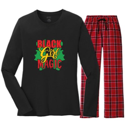 Black Girl Magic African American Melanin Gifts Women's Long Sleeve Flannel Pajama Set 