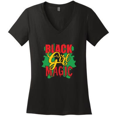 Black Girl Magic African American Melanin Gifts Women's V-Neck T-Shirt