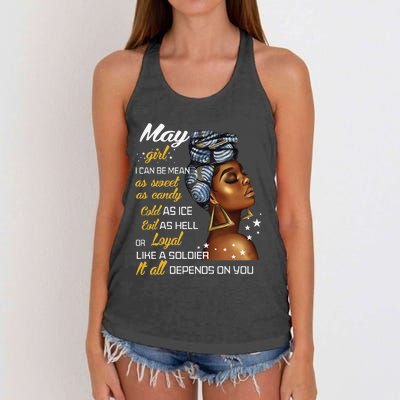 Birthday Gift May Taurus Gemini Wo Women's Knotted Racerback Tank