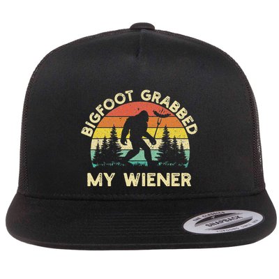 Bigfoot Grabbed My Wiener Funny Bigfoot Retro Flat Bill Trucker Hat