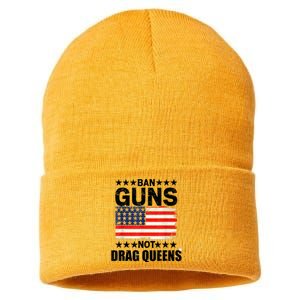 Ban Guns Not Drag Queens Drag Show Supporter American Flag Sustainable Knit Beanie