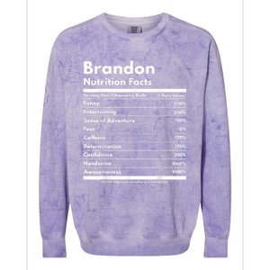 Brandon Gift Nutrition Facts Funny Personalized Name Brandon Colorblast Crewneck Sweatshirt