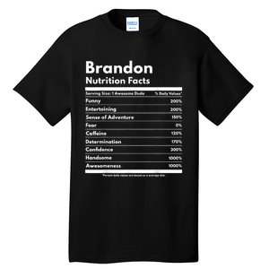 Brandon Gift Nutrition Facts Funny Personalized Name Brandon Tall T-Shirt