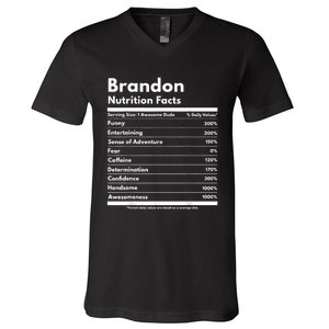 Brandon Gift Nutrition Facts Funny Personalized Name Brandon V-Neck T-Shirt