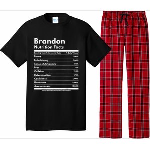 Brandon Gift Nutrition Facts Funny Personalized Name Brandon Pajama Set