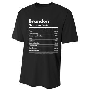 Brandon Gift Nutrition Facts Funny Personalized Name Brandon Performance Sprint T-Shirt