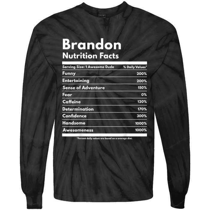 Brandon Gift Nutrition Facts Funny Personalized Name Brandon Tie-Dye Long Sleeve Shirt