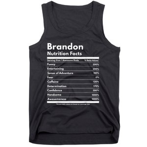 Brandon Gift Nutrition Facts Funny Personalized Name Brandon Tank Top