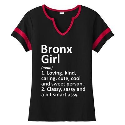 BRONX GIRL NY NEW YORK Funny City Home Roots Gift Ladies Halftime Notch Neck Tee