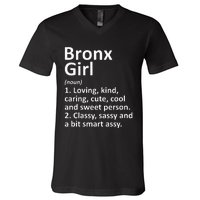 BRONX GIRL NY NEW YORK Funny City Home Roots Gift V-Neck T-Shirt