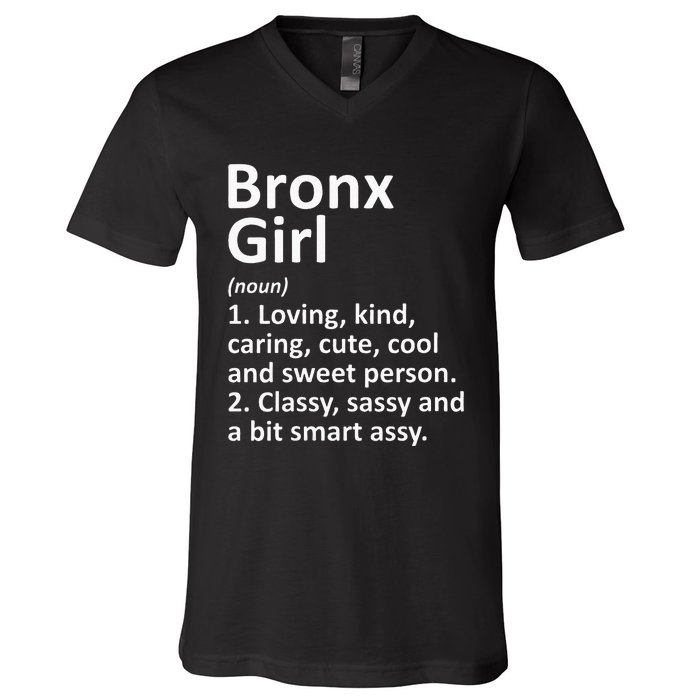 BRONX GIRL NY NEW YORK Funny City Home Roots Gift V-Neck T-Shirt