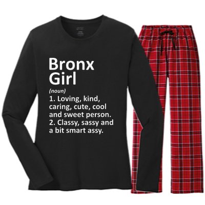 BRONX GIRL NY NEW YORK Funny City Home Roots Gift Women's Long Sleeve Flannel Pajama Set 