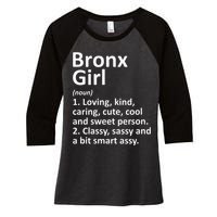 BRONX GIRL NY NEW YORK Funny City Home Roots Gift Women's Tri-Blend 3/4-Sleeve Raglan Shirt