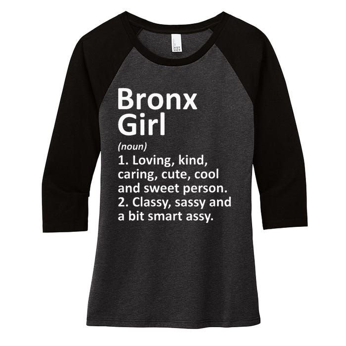 BRONX GIRL NY NEW YORK Funny City Home Roots Gift Women's Tri-Blend 3/4-Sleeve Raglan Shirt