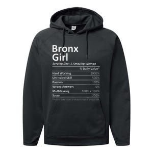 Bronx Girl Ny New York Funny City Home Roots Usa Gift Performance Fleece Hoodie