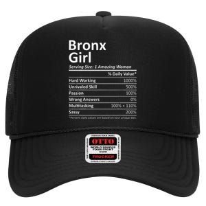 Bronx Girl Ny New York Funny City Home Roots Usa Gift High Crown Mesh Back Trucker Hat