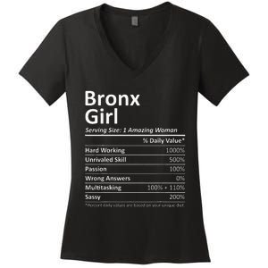 Bronx Girl Ny New York Funny City Home Roots Usa Gift Women's V-Neck T-Shirt