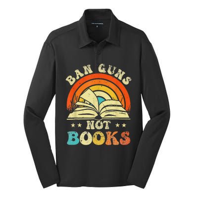 Ban Guns Not Books Silk Touch Performance Long Sleeve Polo